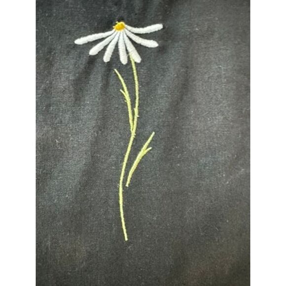 Vintage Embroidered Linen Blend Dress Daisy Black - Size Medium 10 - 12 - Picture 3 of 12